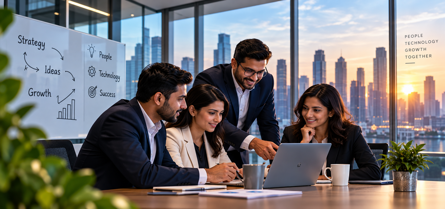 Business team collaborating in modern office